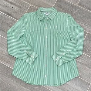 Nautica Green & White Wrinkle Resistant Shirt